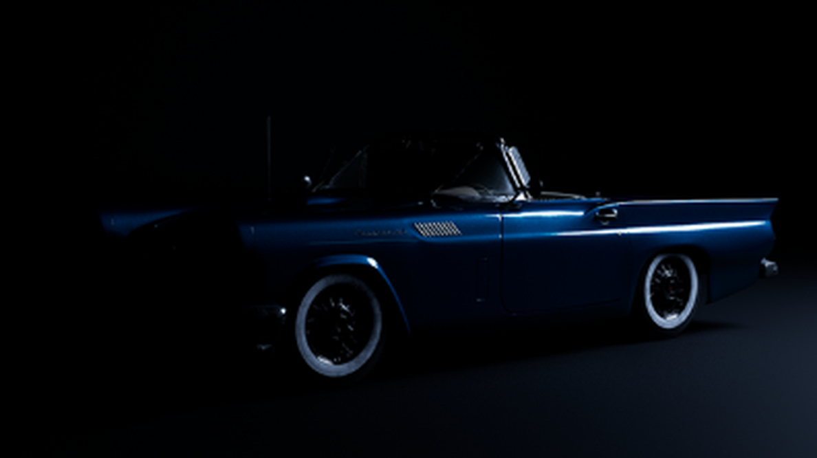 Side profile of the Thunderbird lit with a single key light